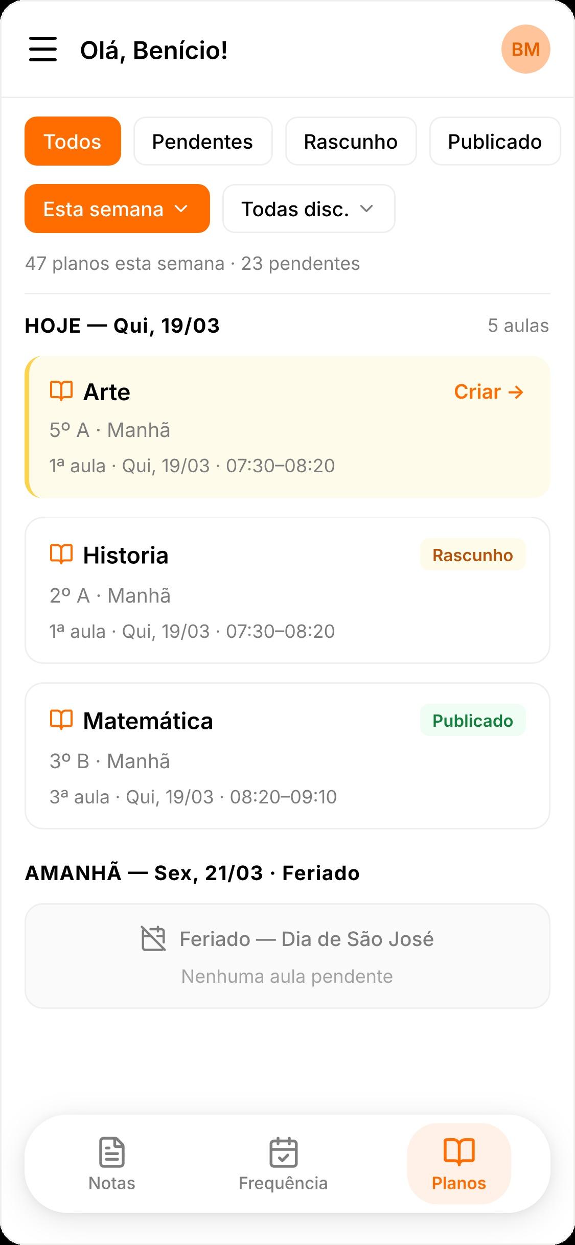App Professor — Planos de Aula
